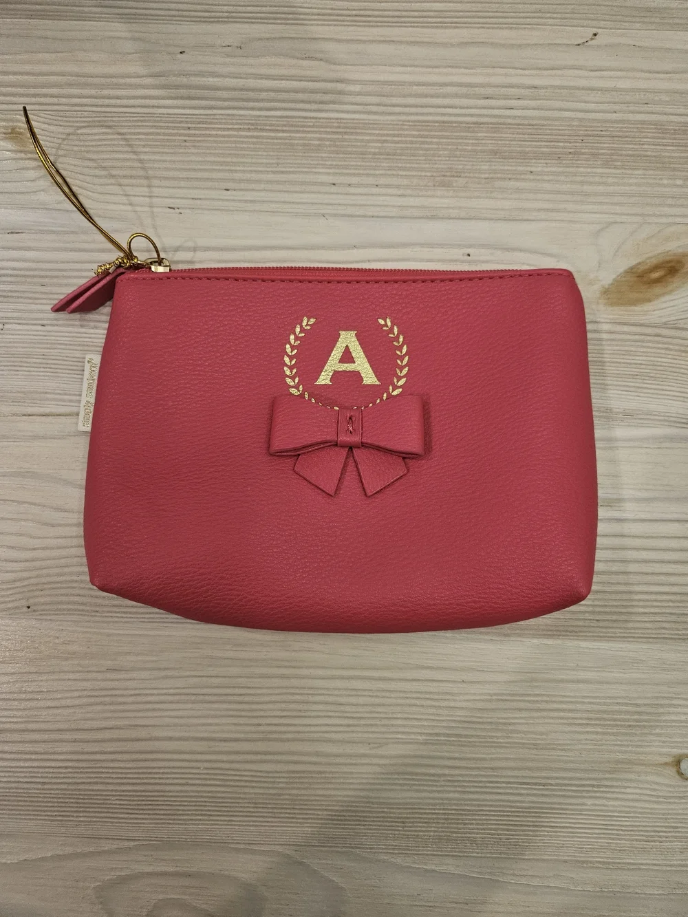 Simply Southern Pink Monogram 'A' Cosmetic Pouch with Bow